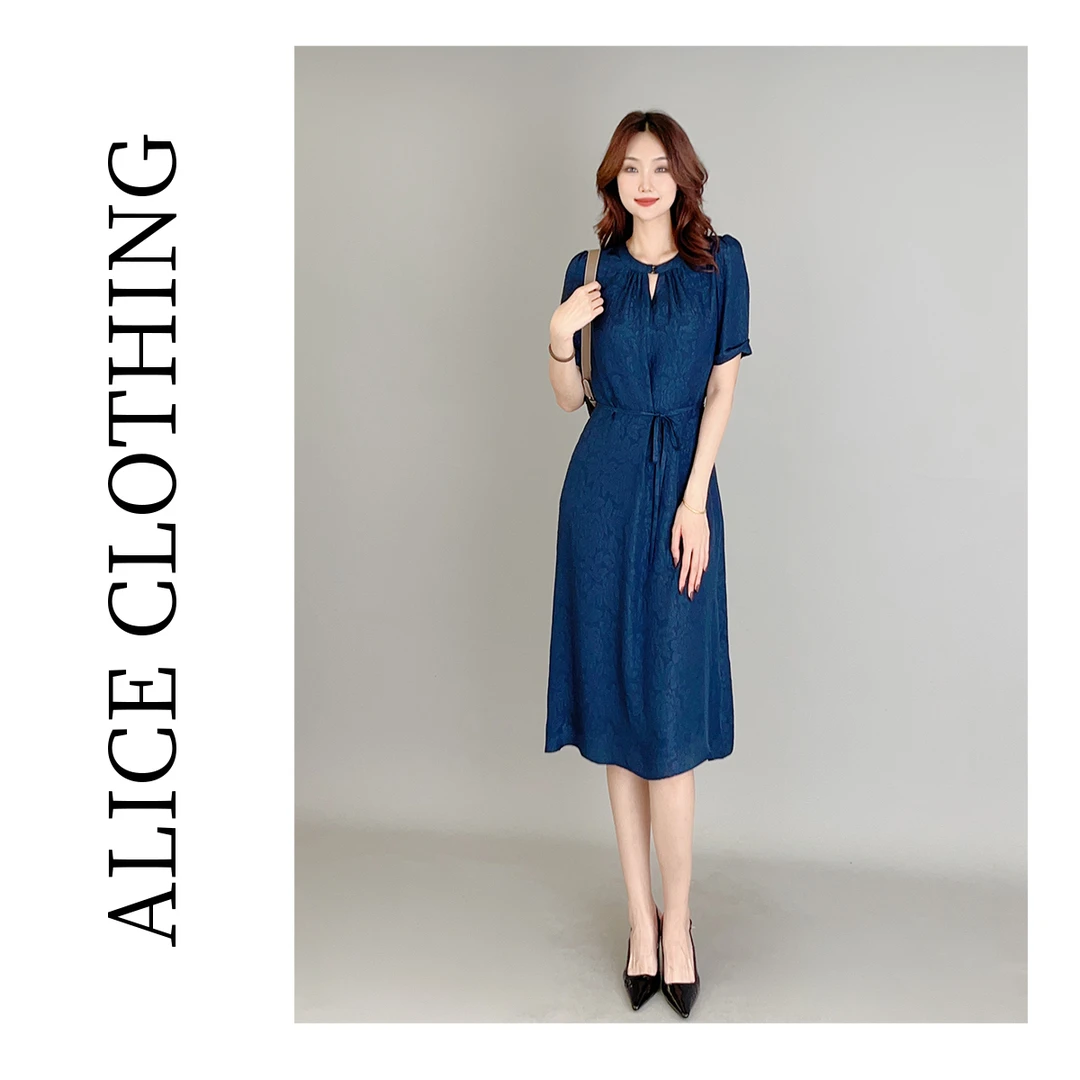 1【ALICE “听禅”桑蚕丝连衣裙】丝滑压皱 文艺温柔 H2137965W