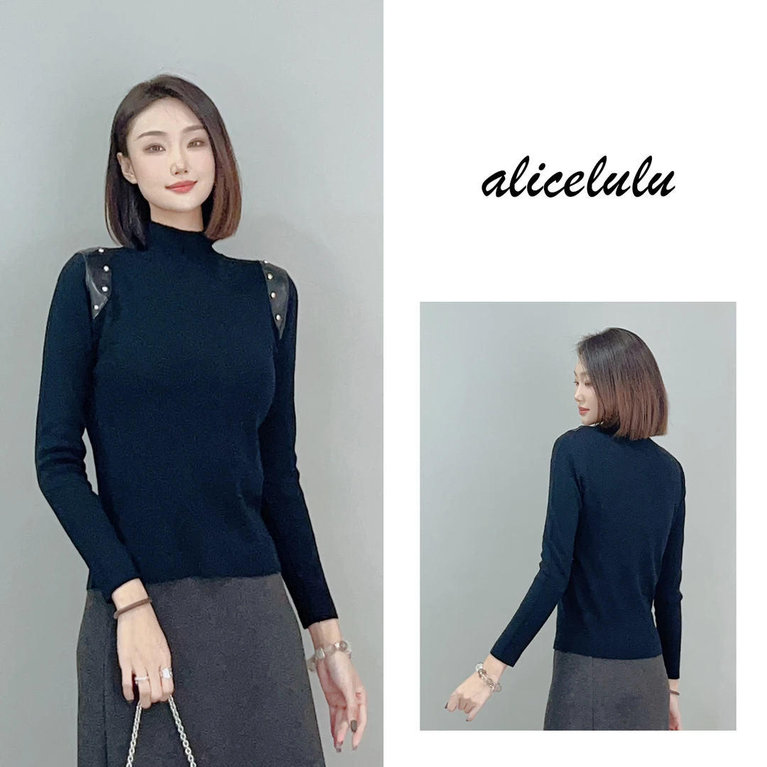 3ALICE “又飒又美”毛衣 柔糯细滑 皮质铆钉 S2141190V