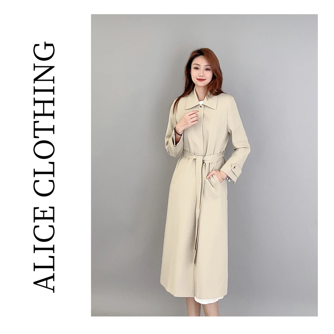 2【ALICE “简装而行”时尚风衣】简约设计 显瘦绑带 H2137075A