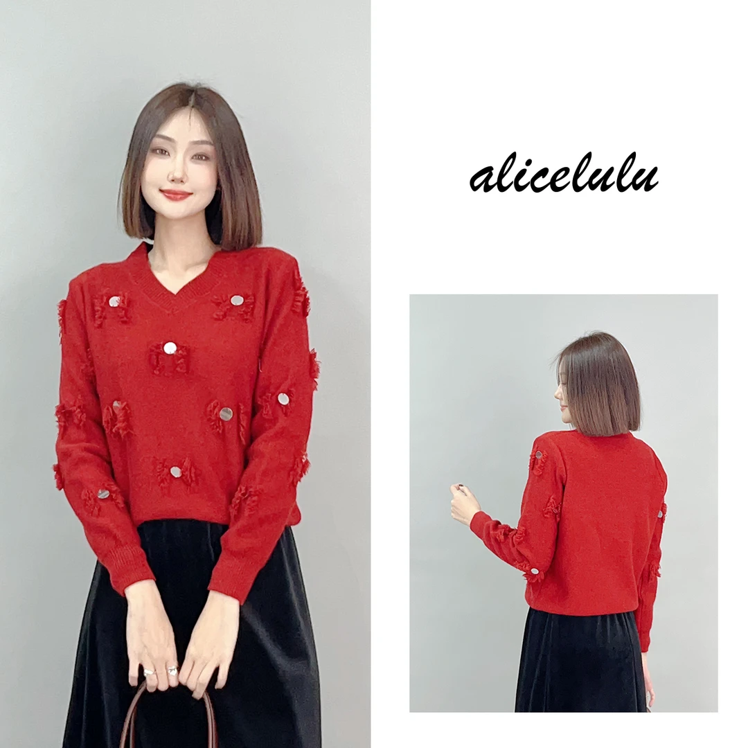 6 ALICE “温柔滤镜”毛衣 羽毛亮片 甜美百搭 S2141502T