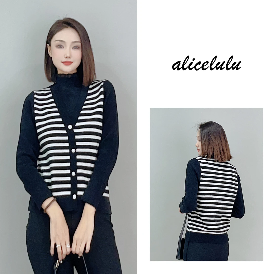 2 ALICE “黑巧慕斯”毛衣 优雅层次 浪漫花边 S1034780V