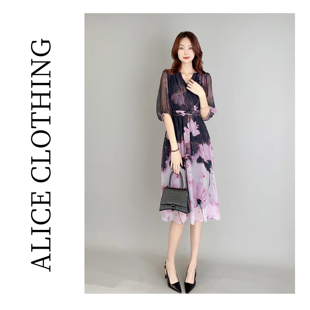 3【ALICE “荷塘月色”连衣裙】娇嫩柔美 轻盈飘逸 S1033427D