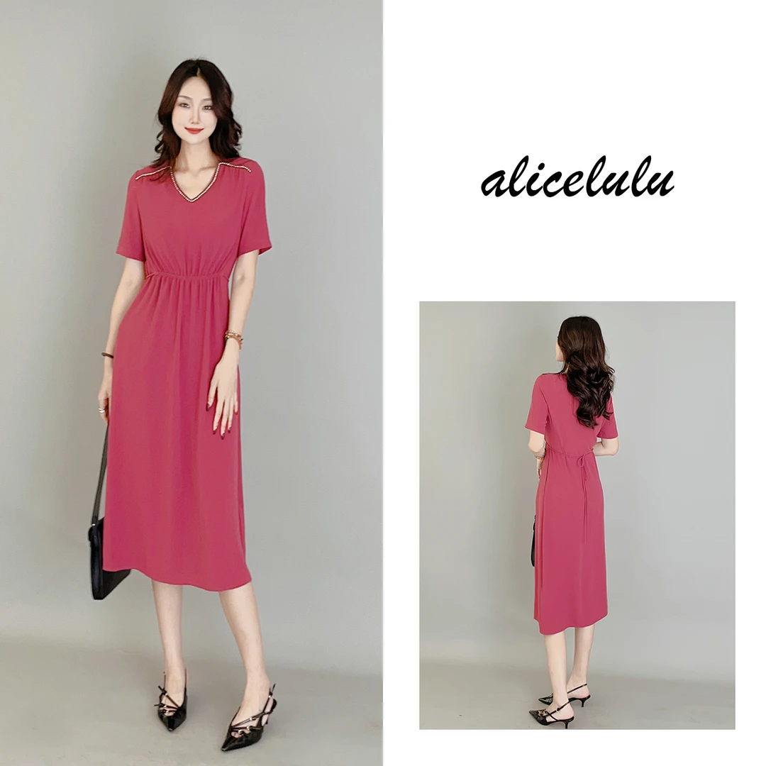 1 ALICE “肯尼亚紫红”连衣裙 柔滑明媚 璀璨钉钻 S1033800J