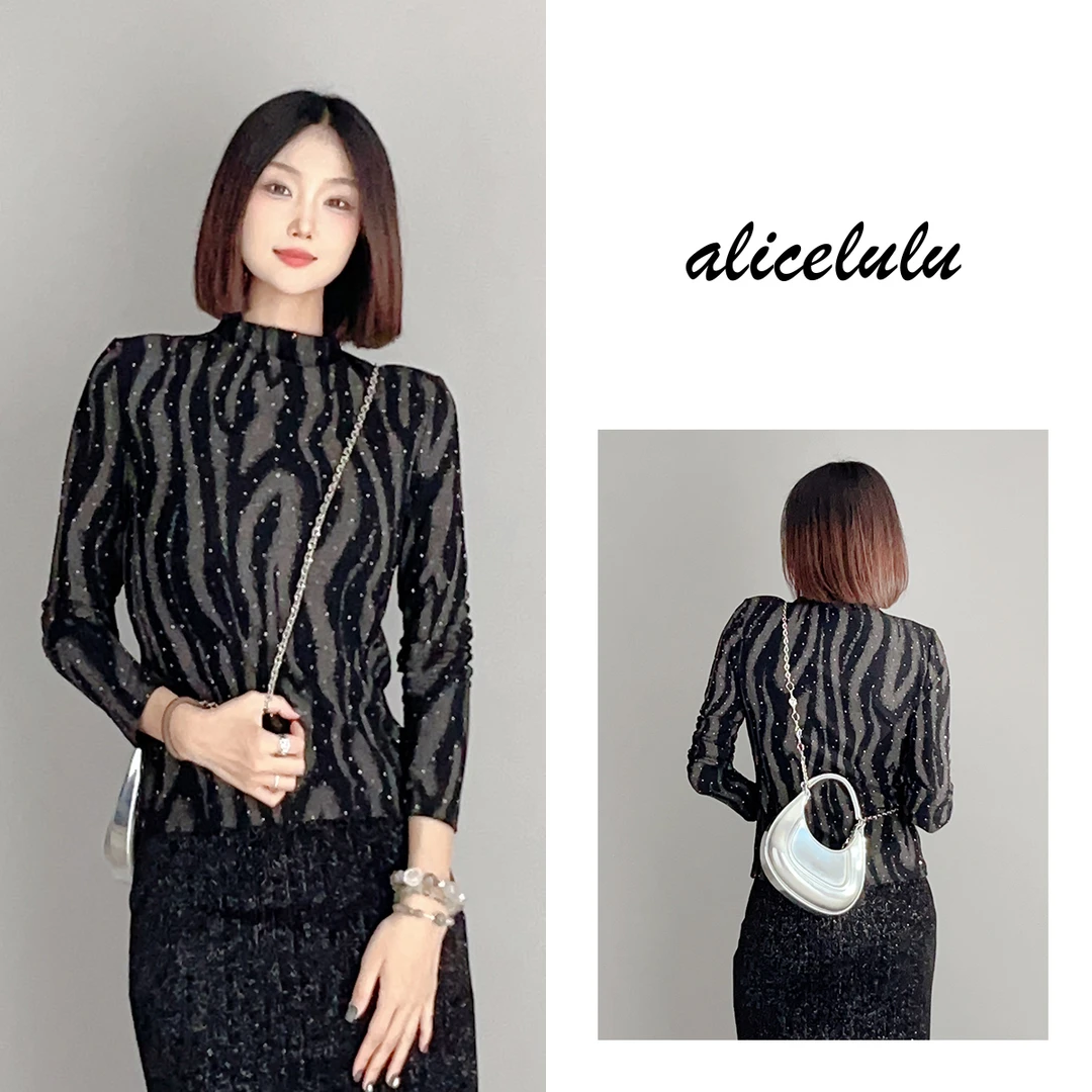 2 ALICE “昨夜星辰”衬衫 弹力网纱 璀璨烫钻 S2140467L