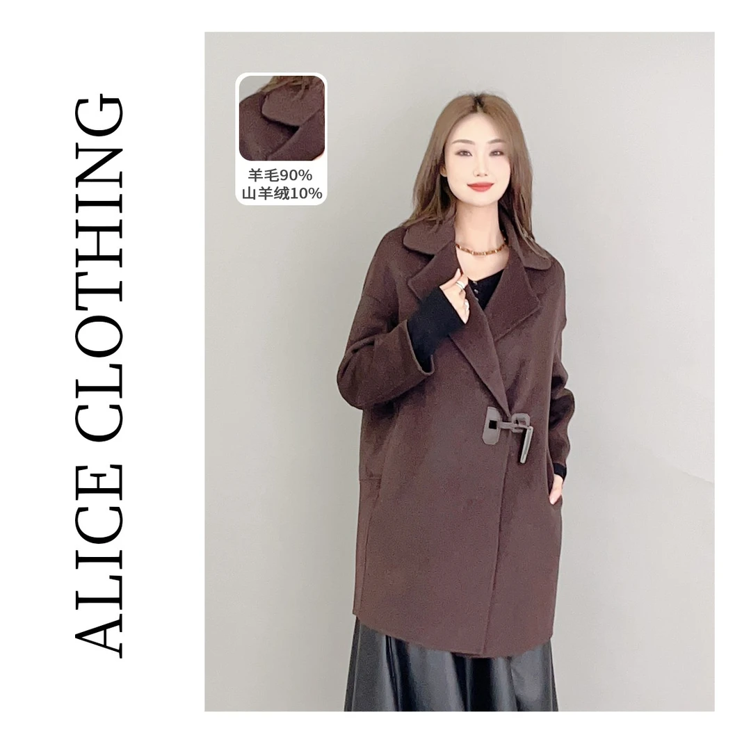 2 【ALICE “节日祝福”羊毛大衣】创意皮扣 时尚优雅 S2135022T
