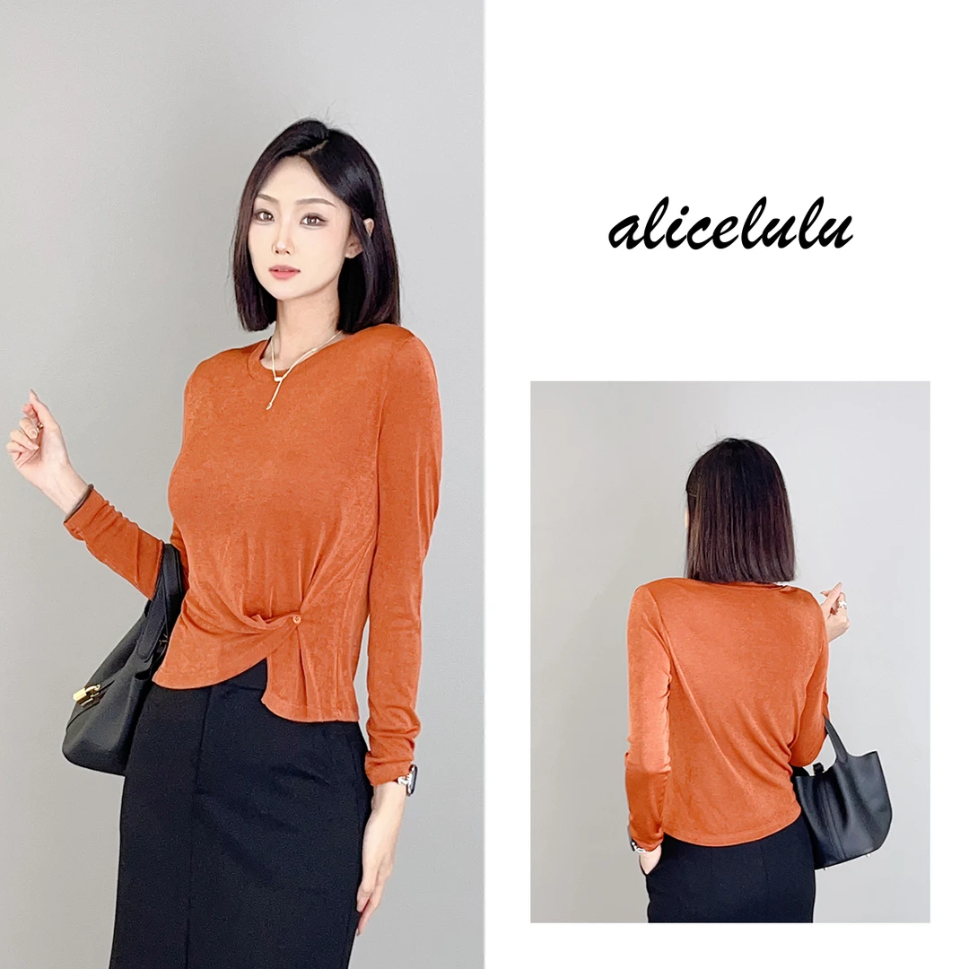 2 ALICE “情迷小腰”衬衫 显瘦钉扣 优雅褶皱 S1034185D