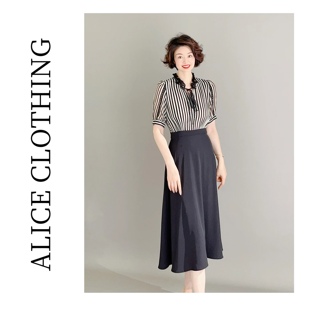 1【ALICE “优雅浪潮”通勤连衣裙】立体花朵 气质职场 S1033323W