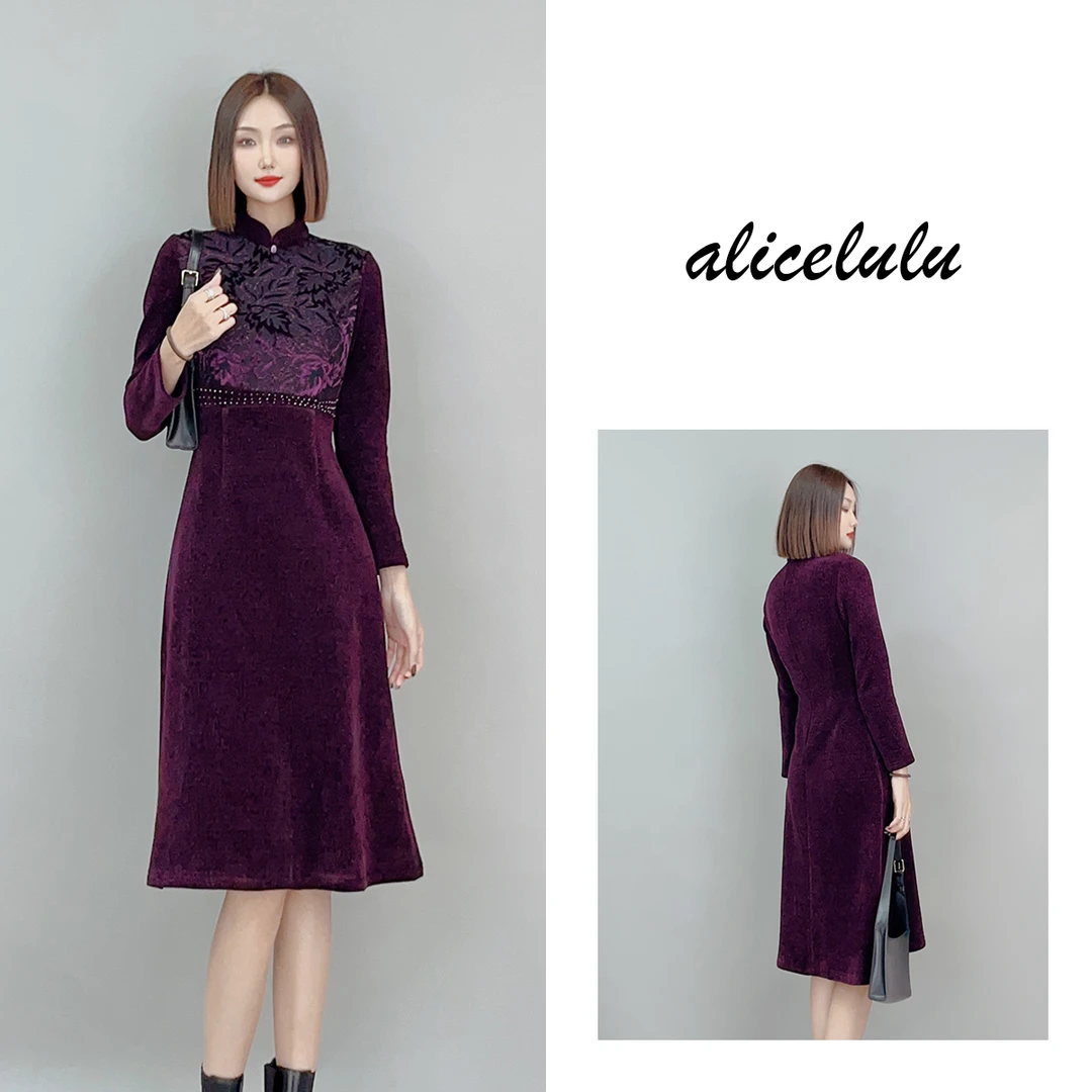 3 ALICE “紫气东来”连衣裙 刺绣烫钻 温婉典雅 S2141422E