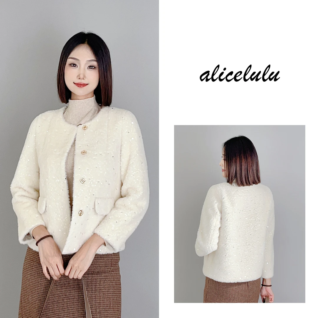 2 ALICE “人生如钻”绒毛外套 轻奢亮片 莹润光泽 S2139939Tr