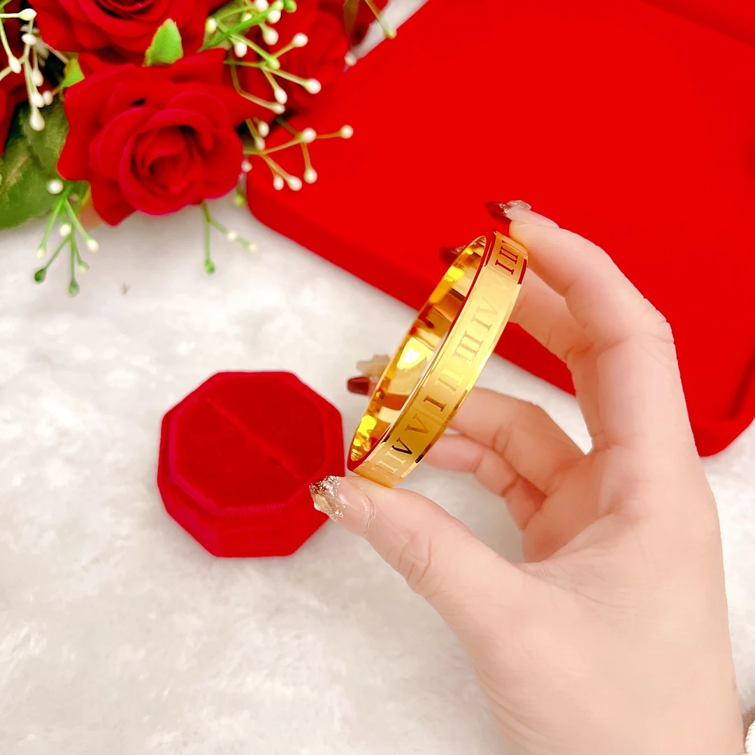 合金手镯 【罗马纹轮胎卡扣手镯】镀K金时尚百搭手镯