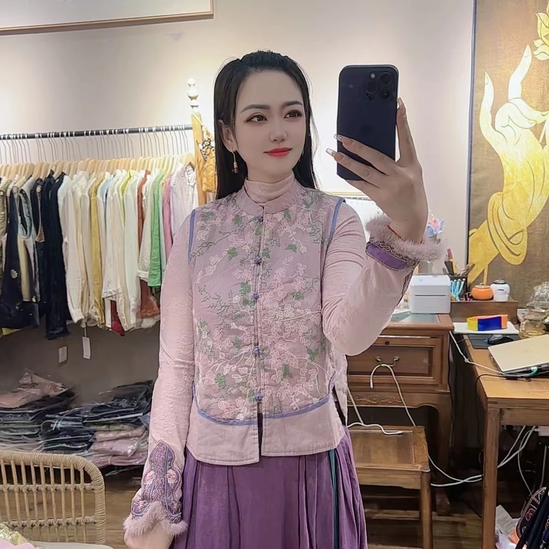 民族风秋季新款提花刺绣棉马甲