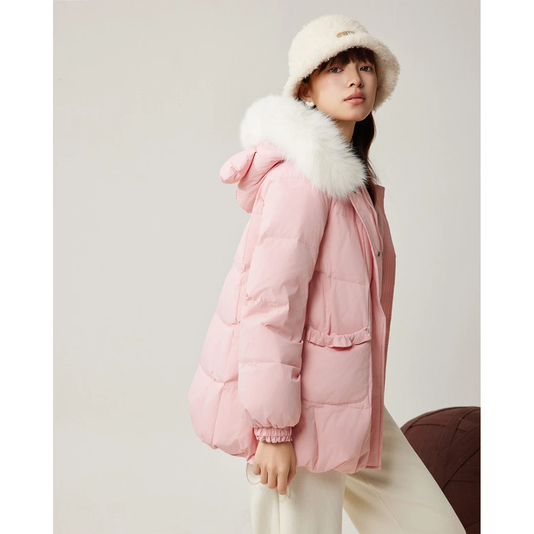 IEF/爱依服2025冬季新款时尚简约设计大毛领百搭保暖羽绒外套