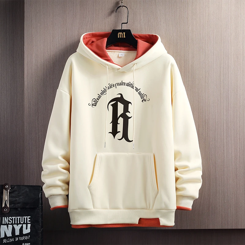 2024秋冬季假两件连帽卫衣男士宽松休闲潮流长袖上衣时尚打底衫