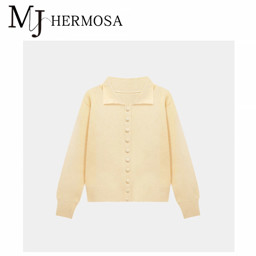 【云朵毛衣】24秋冬温柔风高领单排扣羊毛混纺毛衣外套M243013