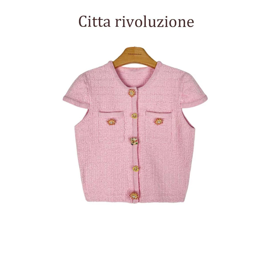 CR--|粉色小香风的诱惑| 针织上衣 214211SP