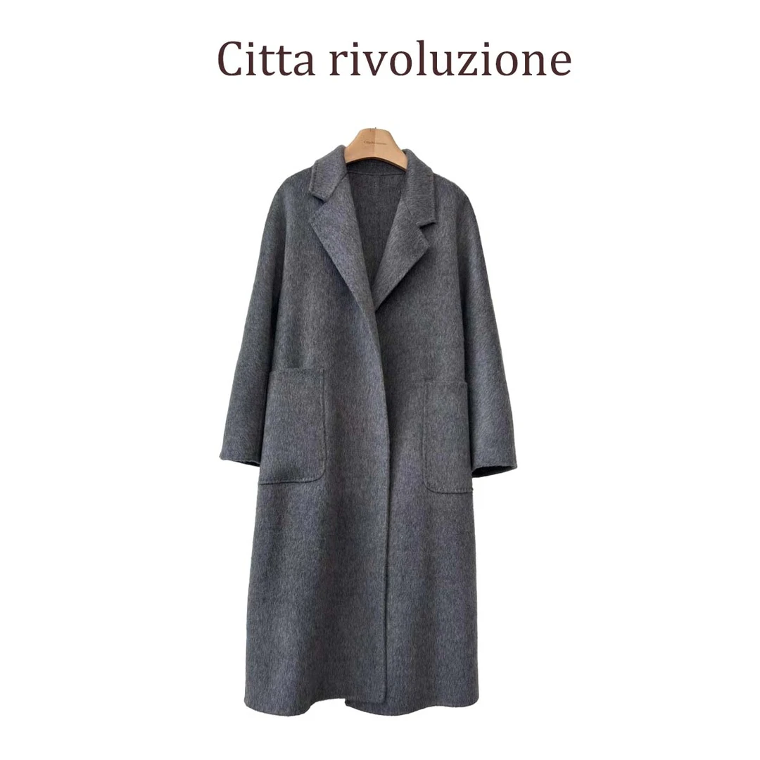 秒--|妈妈家知识分子风|优雅气质感高级灰大衣238MA2024