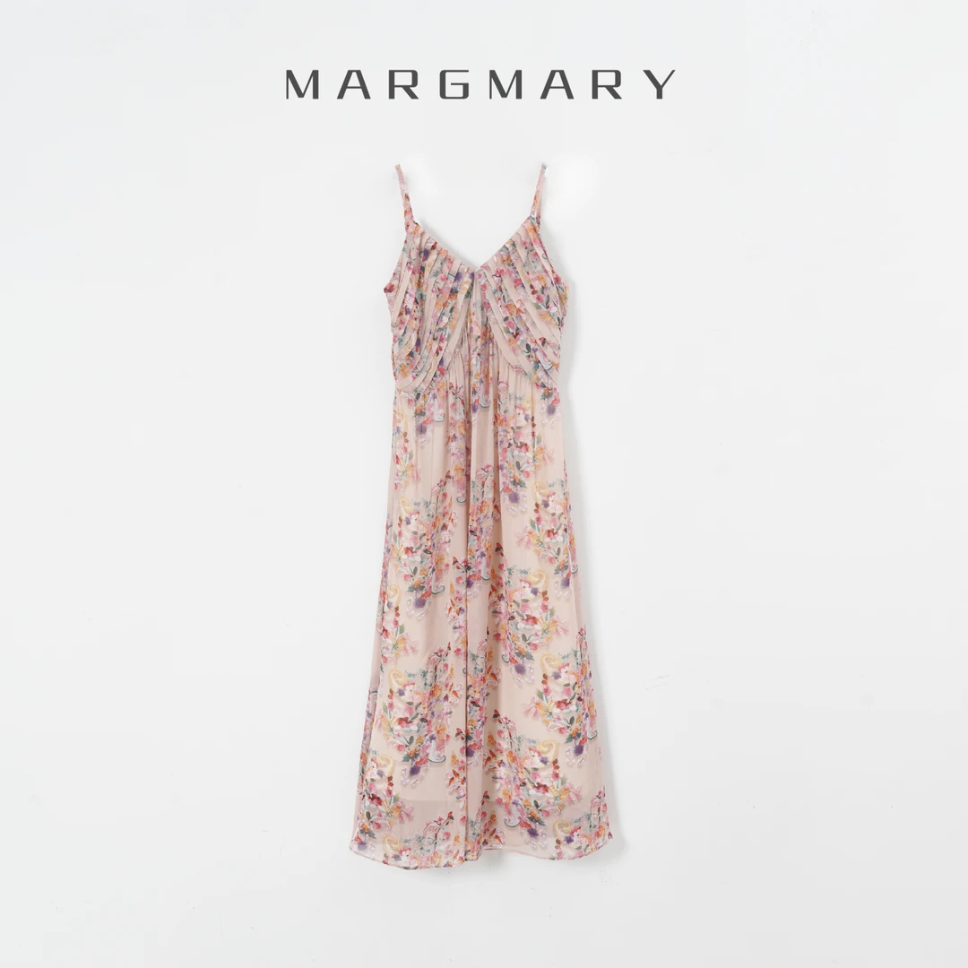 设计师初夏新款吊带高级感法式气质显瘦蕾丝女装碎花女装连衣裙