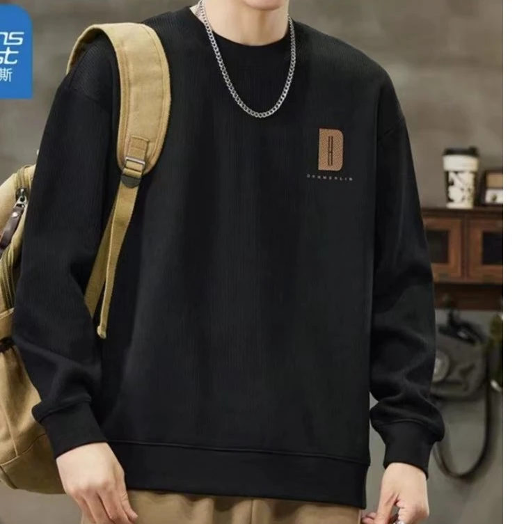 2023-冬季新品时尚百搭圆领加绒小标卫衣【2822】