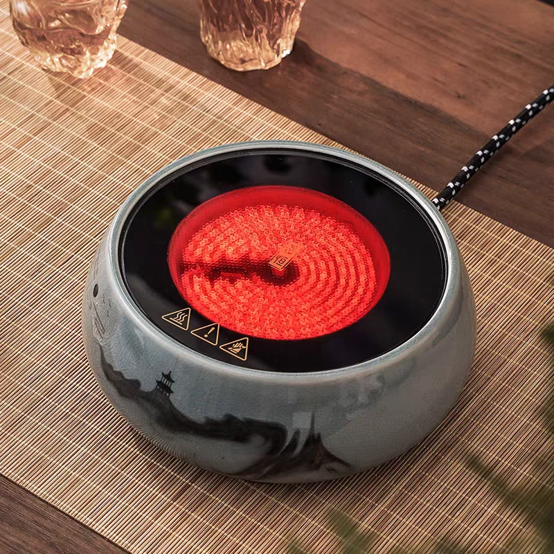 岳恒水墨山水电陶炉煮蒸煮茶壶烧水壶茶具套装家用哥窑国风煮茶炉