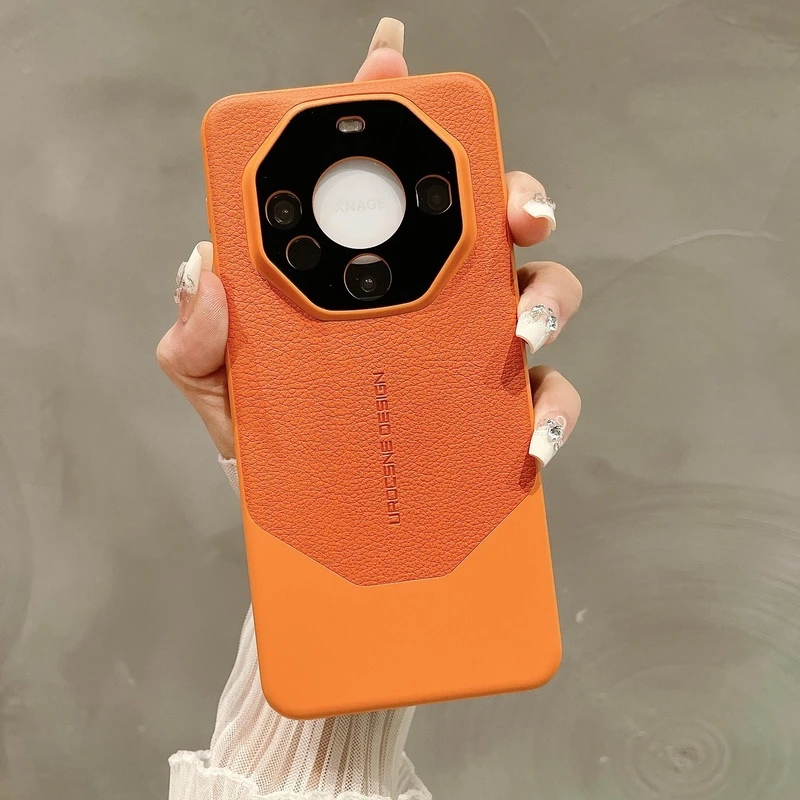 适用华为mate60手机壳皮纹高档mate50epro全包镜头保护套mate40rs
