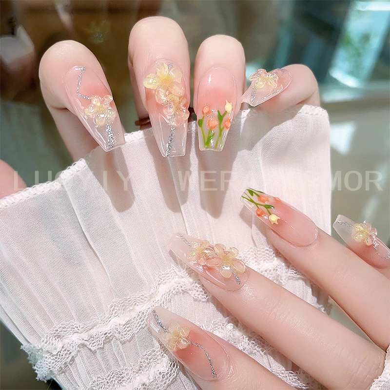 【郁金花海】纯手工光疗穿戴甲美甲贴片可拆卸指甲显白轻奢高级感
