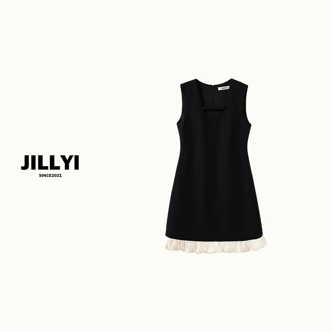 JILLYI【校园舞会】白色云朵下摆无袖女装连衣裙气质时尚百搭夏季