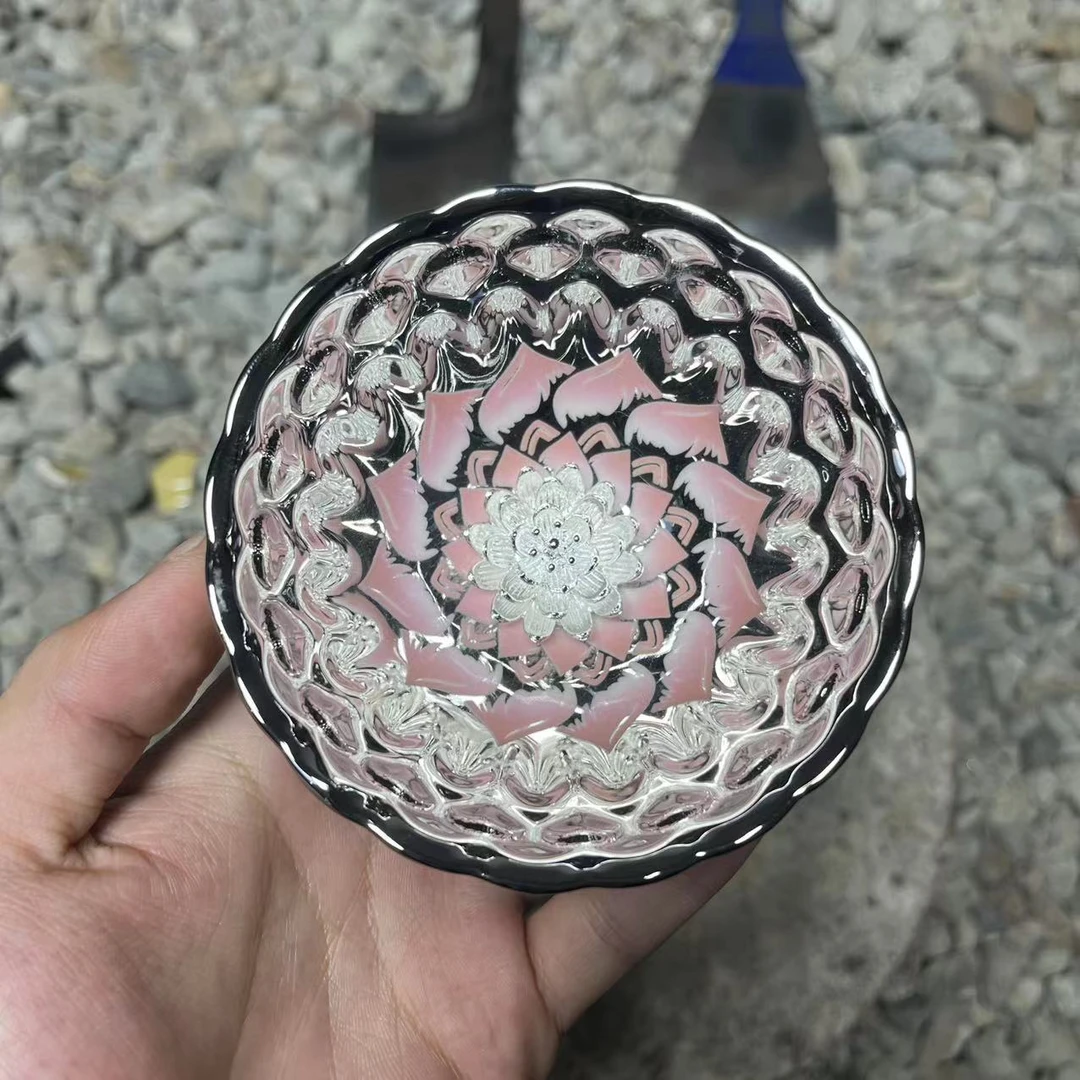 花开富贵粉妖妃银莲杯手工茶盏 高端茶器茶杯主人杯A