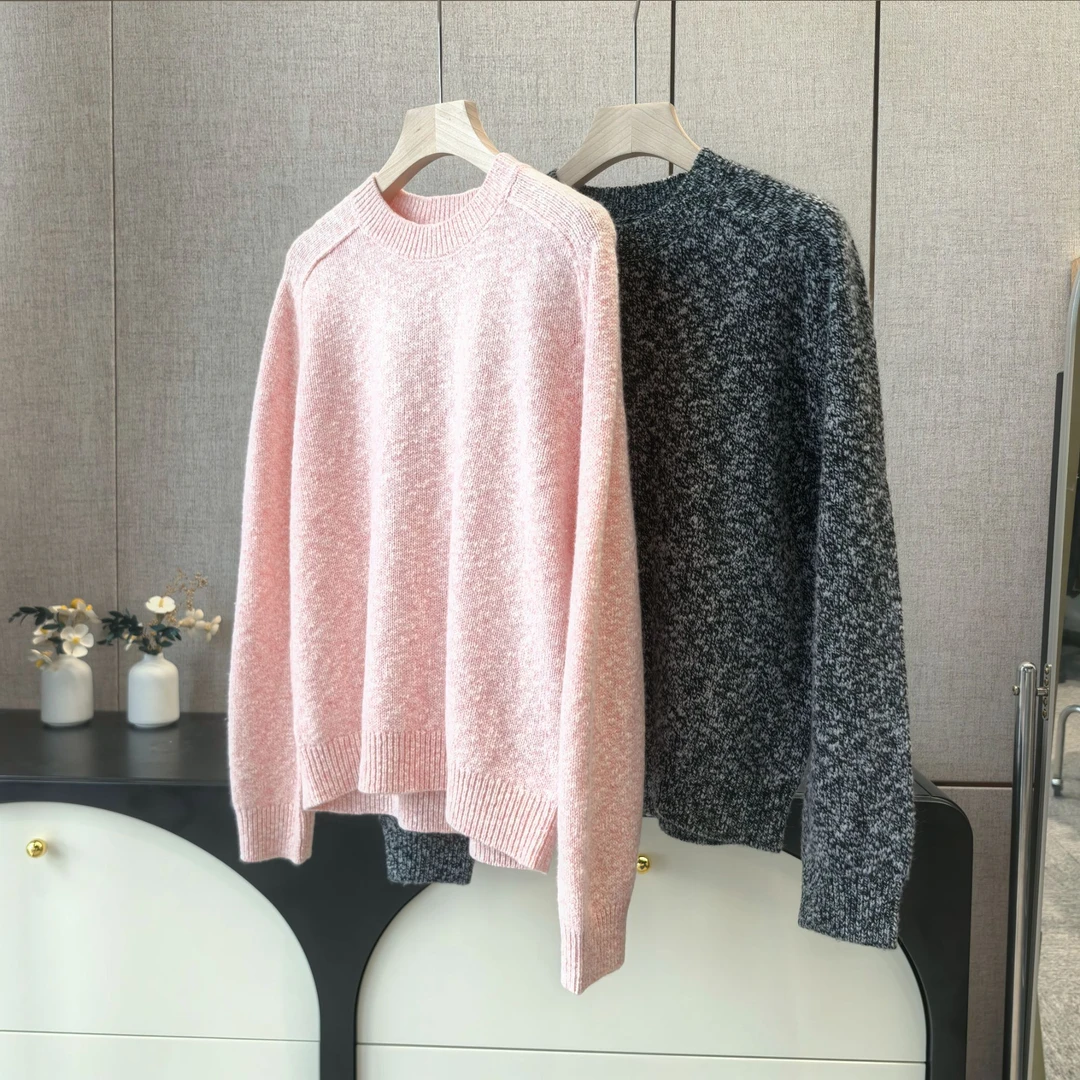 28918圆领插肩袖邓肯纱线绵羊毛+山羊绒针织衫