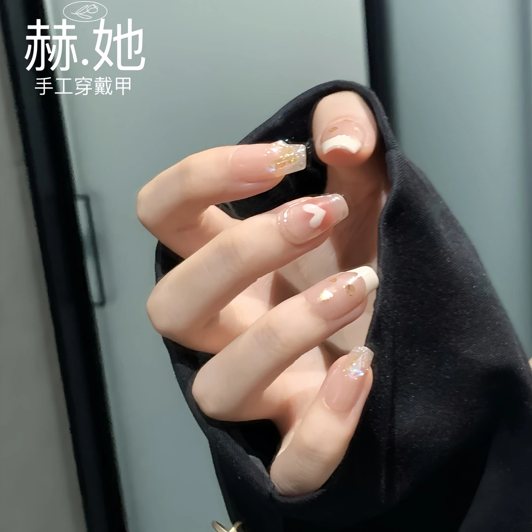 【草莓奶盖】冰透舒适显白高级感手绘 纯手工穿戴甲