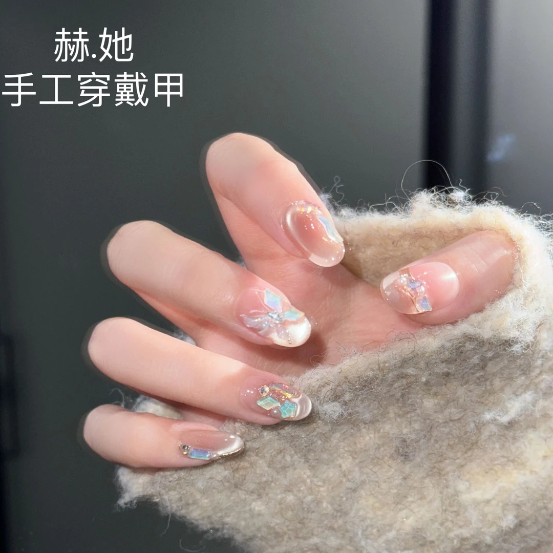 【梦蝶唤舞】果果专享秋冬新款纯欲蝴蝶法式猫眼 纯手工气质穿戴甲
