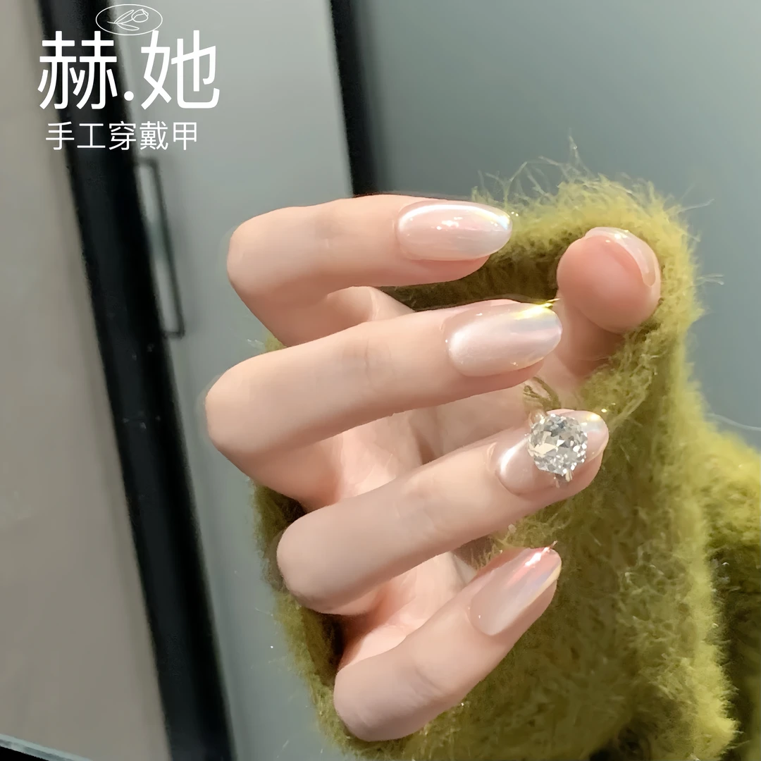 【烟花切】小灯泡偏光变色龙大钻 纯手工显白高级纯欲穿戴甲