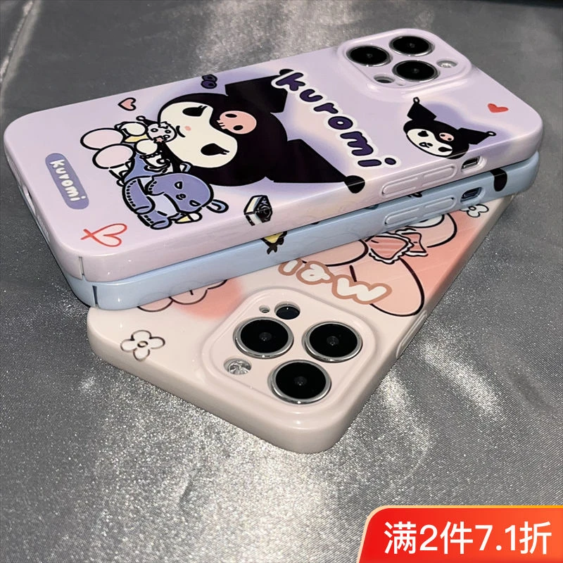 网红库洛米适用苹果14pro手机壳菲林iphone13保护套X新款11硬壳12