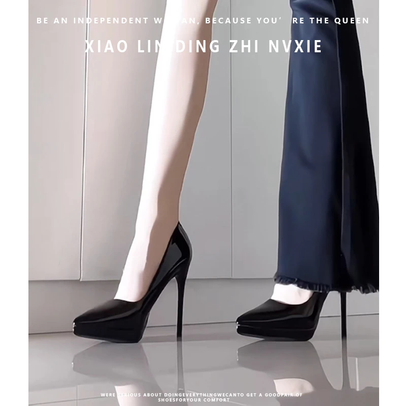 不累脚防水台高跟鞋女细跟尖头2025新款黑色性感百搭高跟鞋裸色
