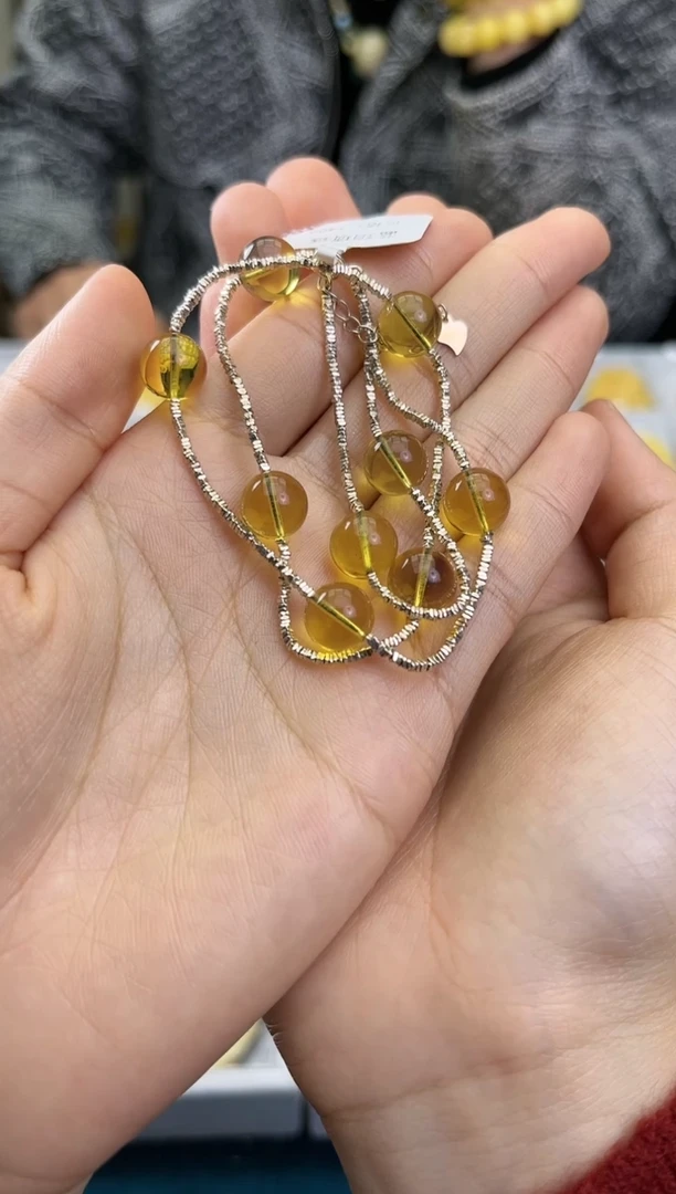 【闪购商品】琥珀裸石未镶嵌030017-蓝珀项链