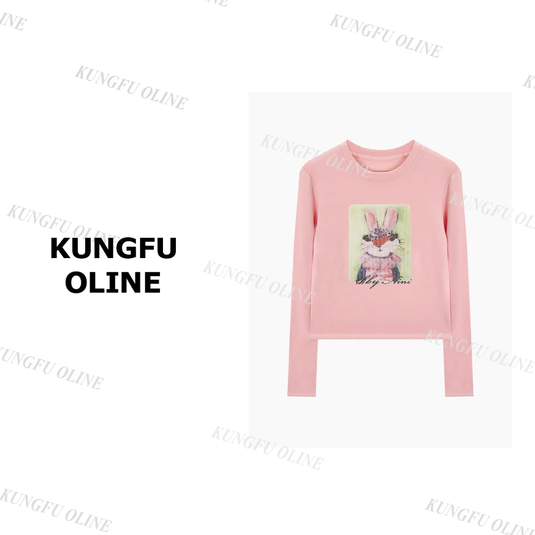 【YY】CT7377兔子图案磨毛加厚长袖打底时尚百搭T恤女