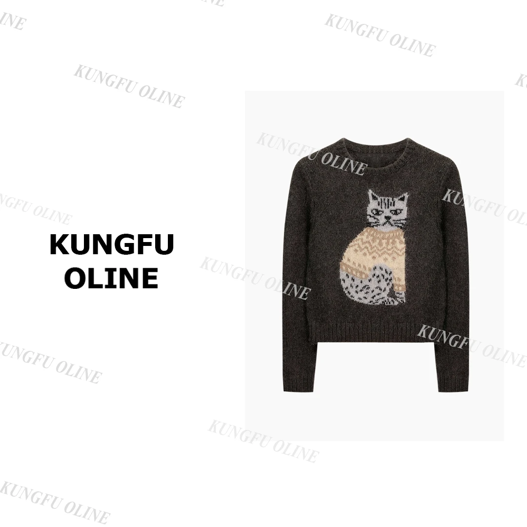 【现现】【小呆猫】MY7040复古设计师提花女秋冬高级感软糯毛衣