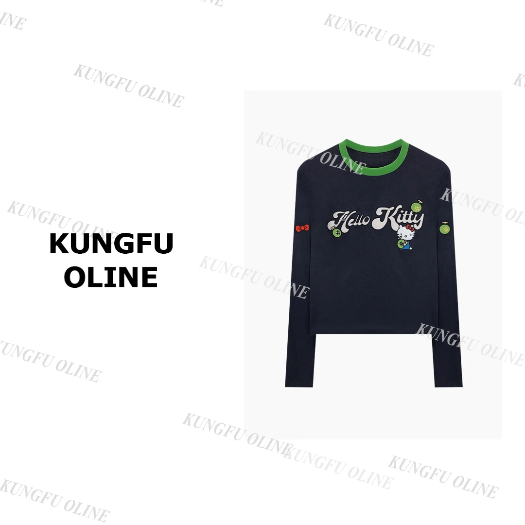 【D.D】【苹果kitty】CT6366棉T恤女秋季小众百搭设计师长袖上衣