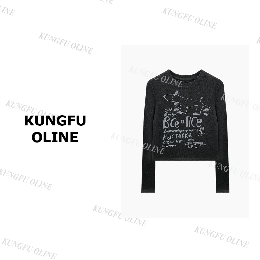 【YY】CT6300早秋时髦潮流2024新款卡通涂鸦小狗熊时尚长袖百搭