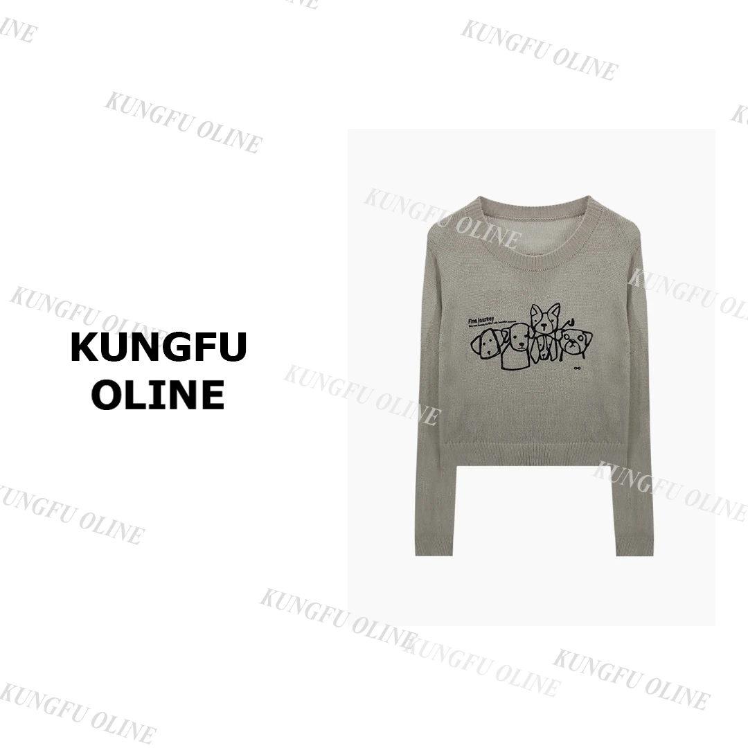 【现现】【面具小狗】MY6356时髦2024新款针织百搭可爱女生复古毛衣新