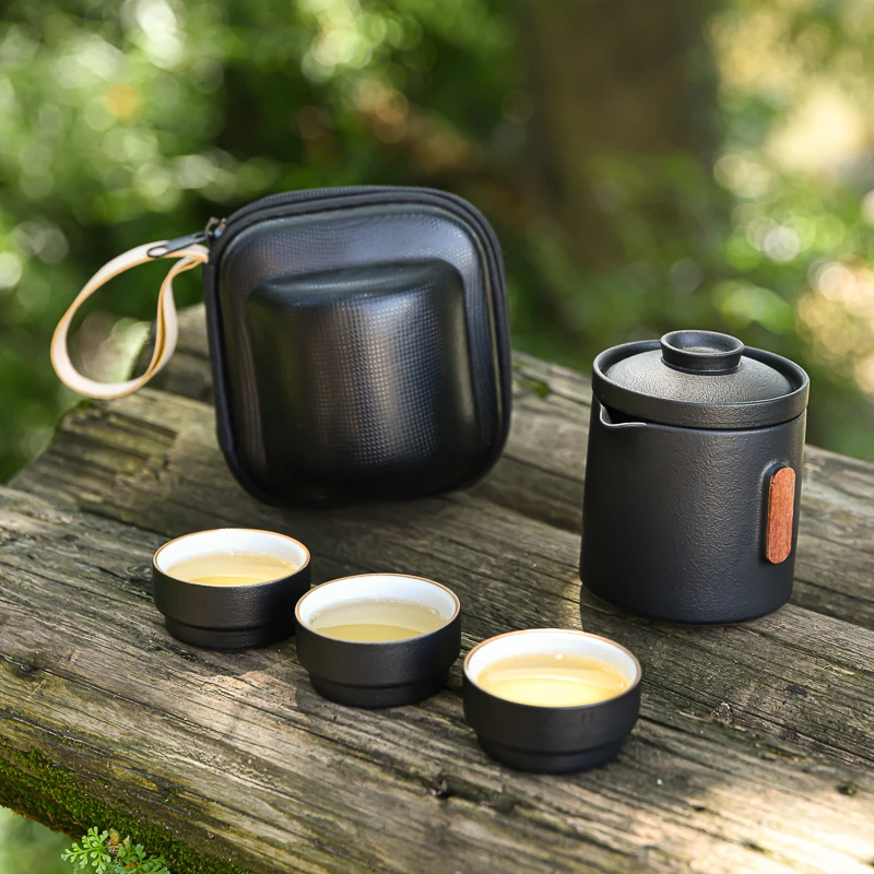 耳语旅行功夫茶具套装快客杯一壶三杯便携茶壶茶杯户外泡茶器