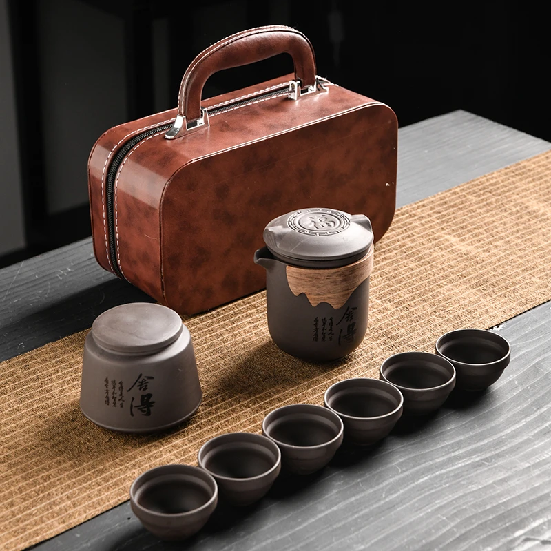 一壶六杯便携露营户外茶具套装旅行快客杯加厚公道杯泡茶杯杯