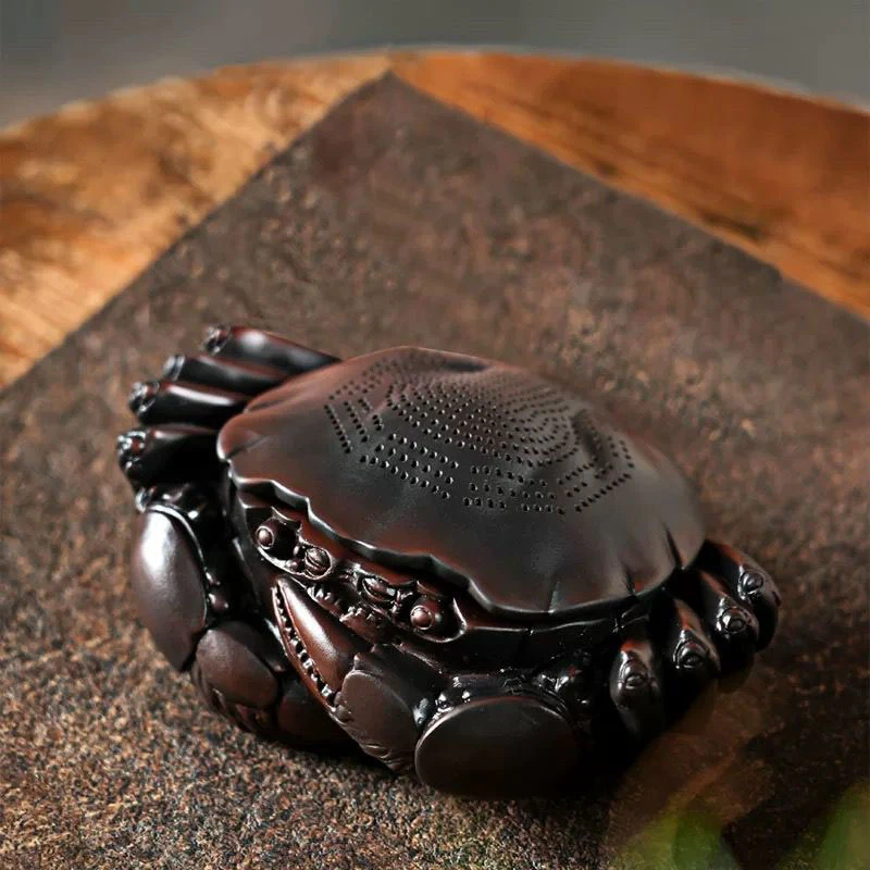 紫陶螃蟹茶漏架陶瓷茶渣过滤器全一体打孔茶滤茶器茶道配件