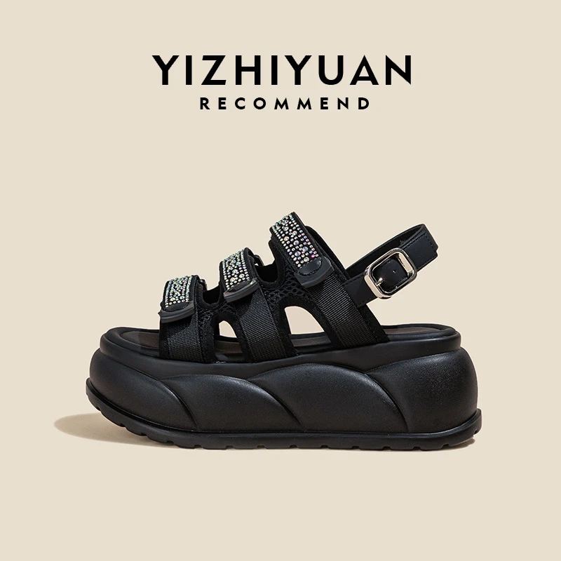 增高7.5CM2024夏季新款女鞋时尚百搭厚底鞋休闲网红凉鞋7809-12