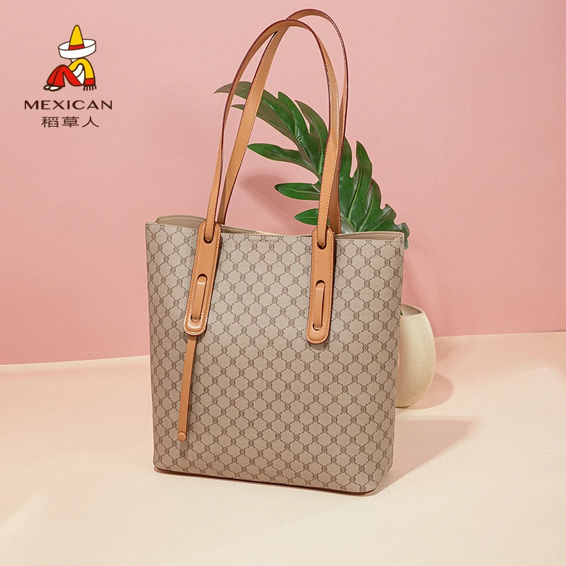 稻草人女包2024新款高级感通勤小众高级感大容量百搭单肩托特包