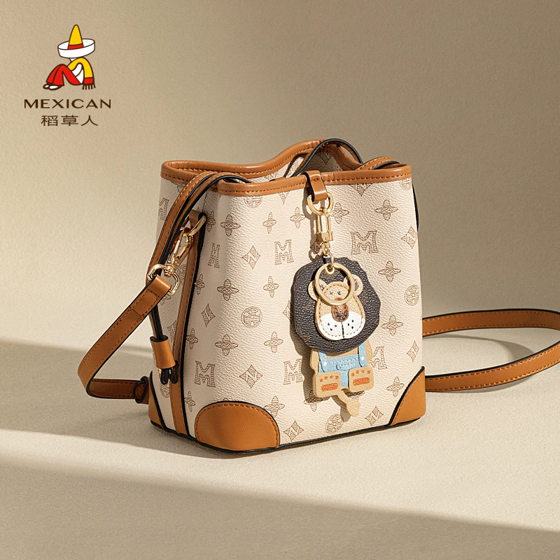 稻草人女包2025新款包包水桶包斜挎单肩小包礼物送女友送老婆包包