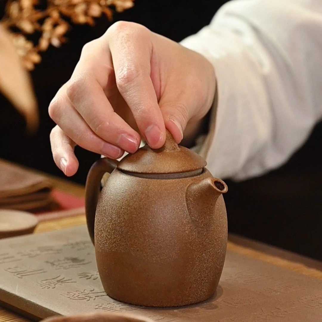 陶作坊老岩泥秦权壶一次烧茶壶中式复古功夫茶具泡茶壶家用办公室