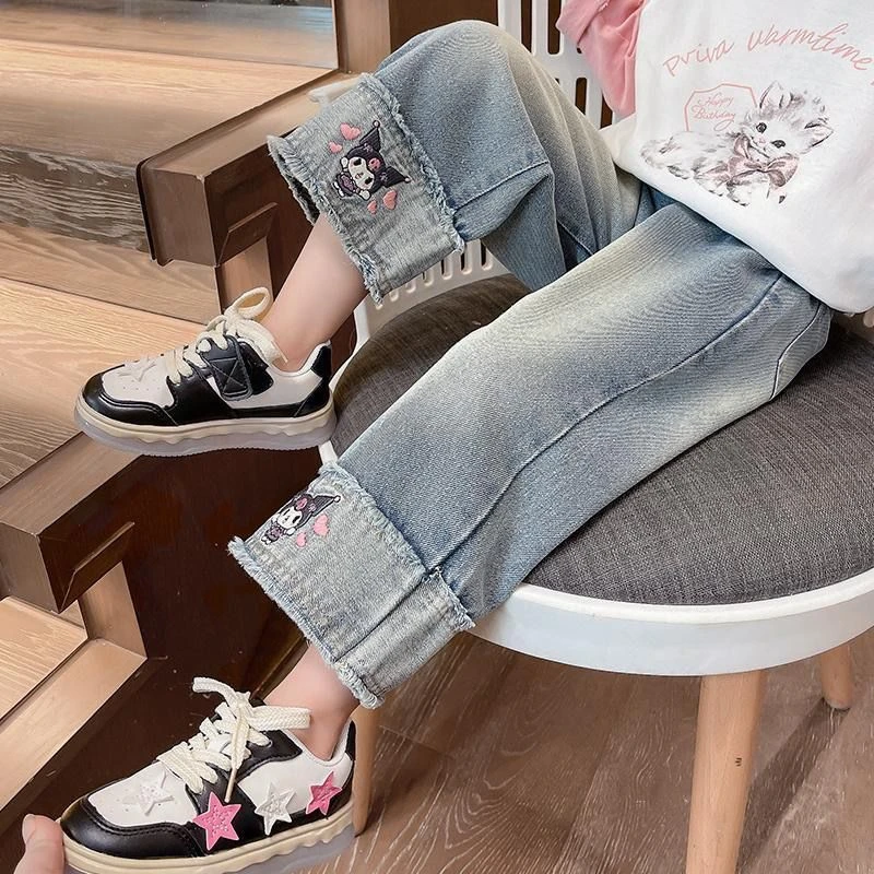 女童牛仔裤春秋长裤外穿新款休闲阔腿裤宝宝韩版早春洋气儿童裤子