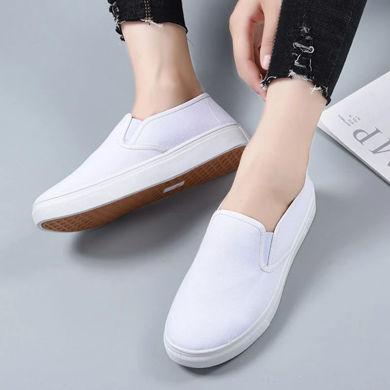 爆款护士鞋女白色平底防滑休闲鞋轻便舒适小白鞋软底老北京帆布鞋