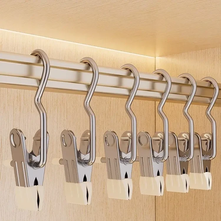 【10个到手】裤袜夹晾晒袜夹挂布料皮革多功能带挂钩夹子不锈钢帽子