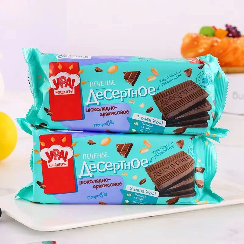 俄罗斯原装进口乌拉糖果花生巧克力味饼干290克
